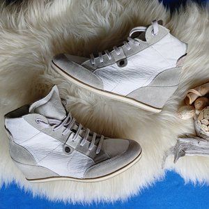 Geox Wedge Sneakers Grey Suede and White Leather (40 European)